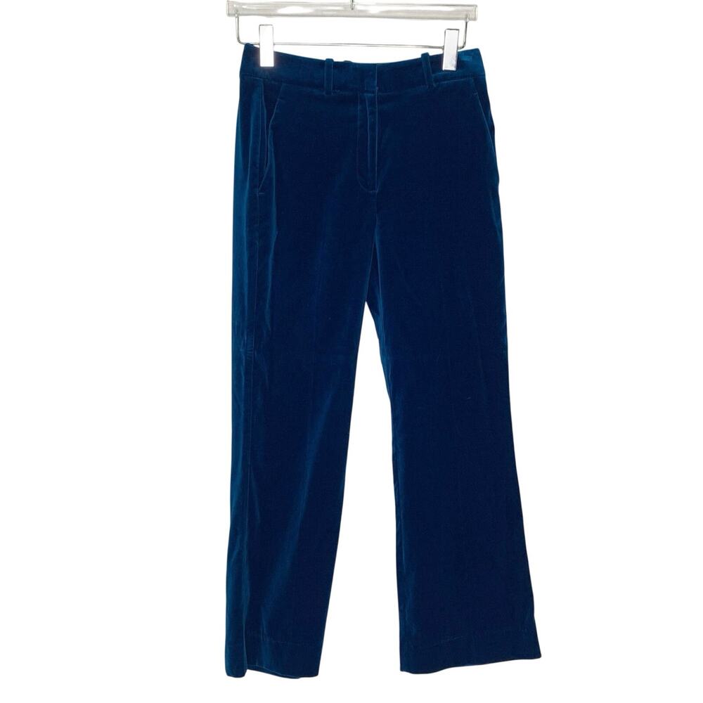 Reiss Ivy Velvet Straight Leg Trouser Pants 4 Blue Luxury Career Work Designer